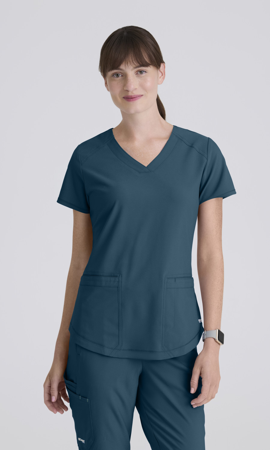 Barco Uniform Grey's Anatomy Evolve 2 Pocket Piped V-Neck Top GSST180